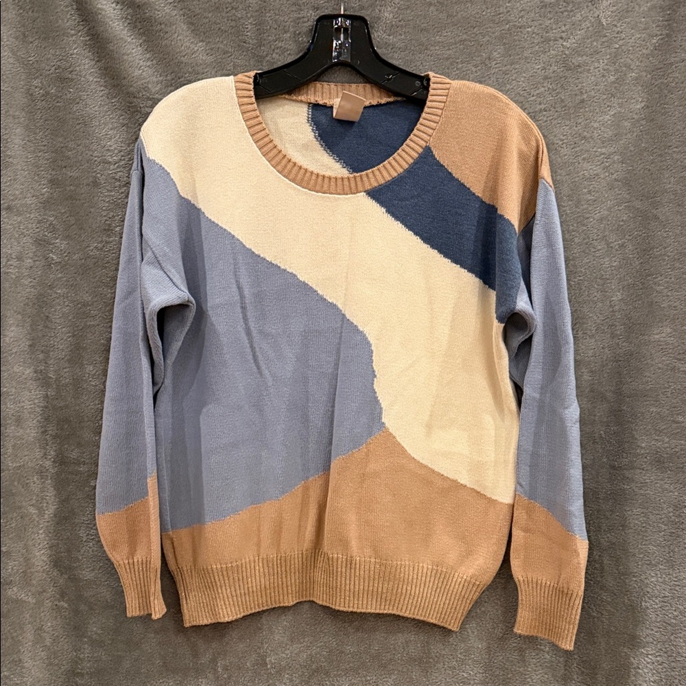 Skovhuus Size L Colorblock Sweater Metallic Accent